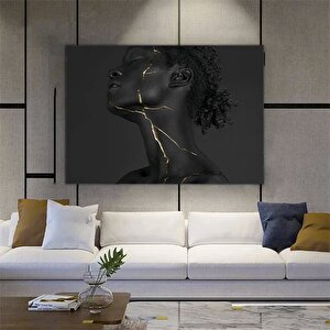 Siyah Kadın Kanvas Sanatı; Etnik Altın Baskı