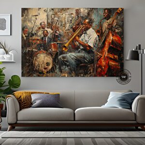 Caz Duvar Sanatı, Müzisyen Baskıları, Afrikalı Sanat Baskıları, Modern Soyut Caz Tablosu, Büyük Boy