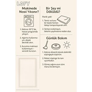 Pamuk Dokuma Taban Halı – Krem; Bej – Geometrik Desen, Makinede Yıkanabilir, Kolay Temizlenebilir, Toz Ve Tüy Tutmaz, Kaymaz, Evcil Hayvan Dostu