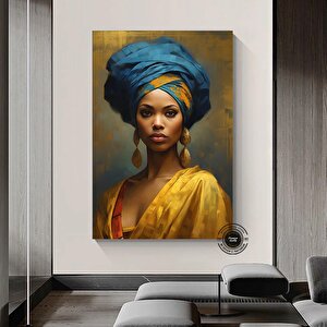 Afrikalı Kadın Kanvas; Etnik Duvar Dekoru 120x150 cm