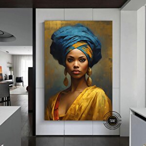 Afrikalı Kadın Kanvas; Etnik Duvar Dekoru