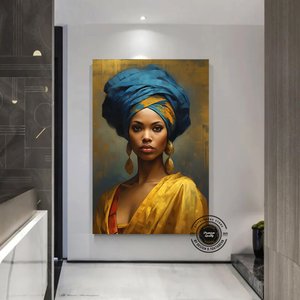 Afrikalı Kadın Kanvas; Etnik Duvar Dekoru 60x90 cm