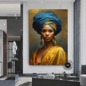 Afrikalı Kadın Kanvas; Etnik Duvar Dekoru 60x90 cm