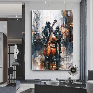 Afrika Caz Sanatı, Afrika Kanvas Tablosu, Caz Duvar Sanatı, Siyah Müzisyen Erkek Kanvası 90x150 cm