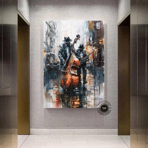 Afrika Caz Sanatı, Afrika Kanvas Tablosu, Caz Duvar Sanatı, Siyah Müzisyen Erkek Kanvası 90x150 cm