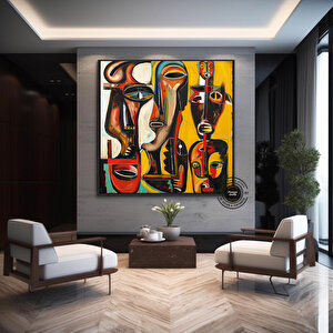 Afrika Soyut Sanatı, Etnik Duvar Baskısı, Afrika Kültürü Temalı Ev Dekoru 30x30 cm