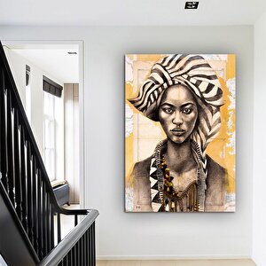 Etnik Kadın Kanvas Sanatı; Etnik Kanvas Baskı; Kadın Kanvas Tablosu; Kadın Kanvas Baskısı; Çok Renkli 30x40 cm