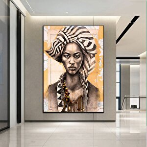 Etnik Kadın Kanvas Sanatı; Etnik Kanvas Baskı; Kadın Kanvas Tablosu; Kadın Kanvas Baskısı; Çok Renkli 60x90 cm