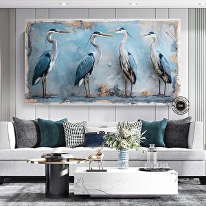 Mavi Balıkçıl Duvar Sanatı; Soyut Balıkçıl Baskısı; Kıyı Kuşu; Çok Renkli