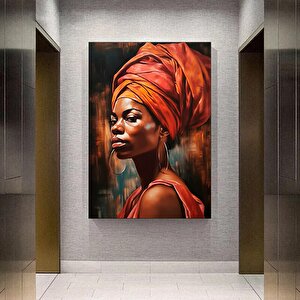 Etnik Başörtülü Kadın Kanvas; Afrika-amerikan Kadın Sanatı 120x180 cm