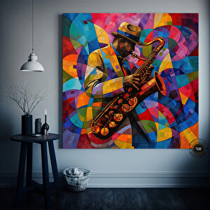 Afrika Caz Sanatı; Afrikalı Kanvas; Caz Duvar Sanatı; Caz Yağlı Boya Kanvası; Siyahi Müzisyen Kanvas