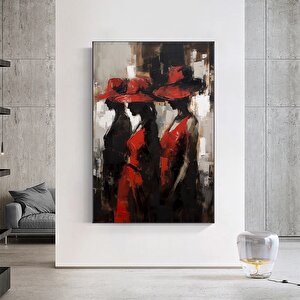 Kırmızı Şapkalı Üç Kadın Soyut Sanatı, Kanvas Duvar Tablosu, Duvar Dekor Baskısı, Büyük Poster