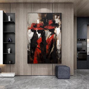 Kırmızı Şapkalı Üç Kadın Soyut Sanatı, Kanvas Duvar Tablosu, Duvar Dekor Baskısı, Büyük Poster