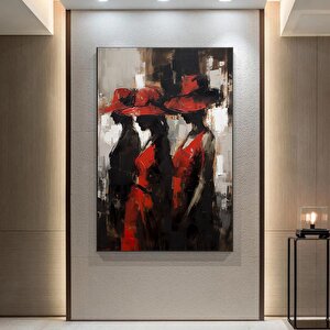 Kırmızı Şapkalı Üç Kadın Soyut Sanatı, Kanvas Duvar Tablosu, Duvar Dekor Baskısı, Büyük Poster