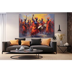 Renkli Afrikalı Kızlar Ve Müzisyenler Kanvas Sanatı – Etnik Müzik Ve Dans, Afrika Tarzı