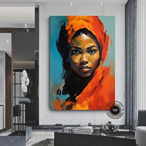 Afrikalı Kadın Kanvas; Etnik Dekor 60x90 cm