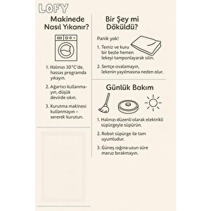 Pamuk Dokuma Taban Halı – Krem; Bej – Geometrik Desen, Makinede Yıkanabilir, Kolay Temizlenebilir, Toz Ve Tüy Tutmaz, Kaymaz, Evcil Hayvan Dostu