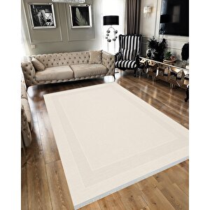 Pamuk Dokuma Taban Halı – Krem; Bej – Geometrik Desen, Makinede Yıkanabilir, Kolay Temizlenebilir, Toz Ve Tüy Tutmaz, Kaymaz, Evcil Hayvan Dostu 150x240 cm