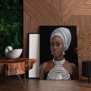 Modern Afrikalı Kadın Kanvas Tablosu; Oturma Odası Dekoru; Etnik Kadın Sanatı 40x60 cm