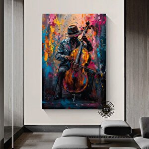 Afrika Caz Sanatı; Afrika Kanvas; Caz Duvar Sanatı; Siyah Müzisyen Kanvas; Sokak Caz Grubu Resmi 80x150 cm