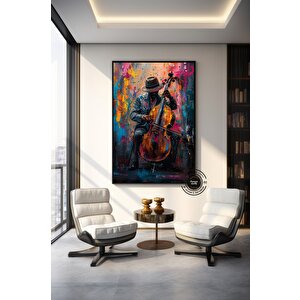 Afrika Caz Sanatı; Afrika Kanvas; Caz Duvar Sanatı; Siyah Müzisyen Kanvas; Sokak Caz Grubu Resmi 80x150 cm