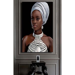 Modern Afrikalı Kadın Kanvas Tablosu; Oturma Odası Dekoru; Etnik Kadın Sanatı