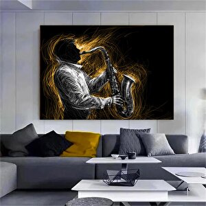 Caz Müzisyeni Kanvas; Şarkıcı Tablo; Poster; Enstrüman Görselleri 150x250 cm
