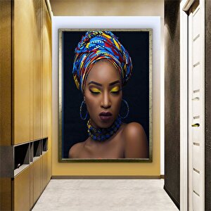 Modern Afrikalı Kadın Kanvas; Etnik Dekor 40x60 cm