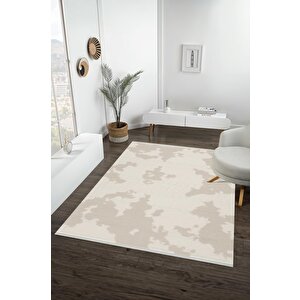 Pamuk Dokuma Taban Halı – Bej; Krem – Kamuflaj Desen, Makinede Yıkanabilir, Kolay Temizlenebilir, Toz Ve Tüy Tutmaz, Kaymaz, Evcil Hayvan Dostu