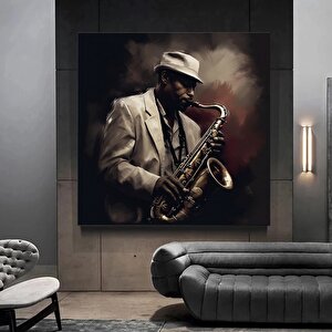 Afrika Caz Sanatı; Afrikalı Kanvas; Caz Duvar Sanatı; Caz Yağlı Boya Kanvası; Siyahi Müzisyen Kanvas