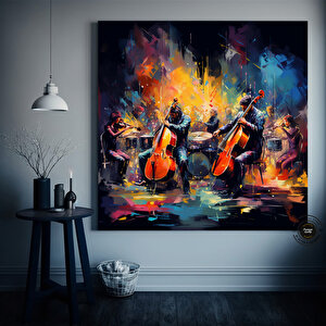 Caz Kulübü, Gece Ve Müzik, Konser, Orkestra, Caz Duvar Dekoru, Kanvas Tablo