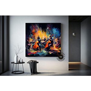 Caz Kulübü, Gece Ve Müzik, Konser, Orkestra, Caz Duvar Dekoru, Kanvas Tablo