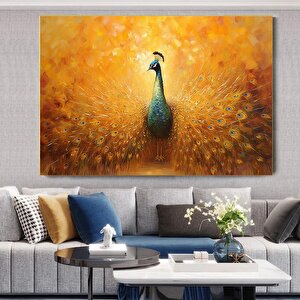 Tavuskuşu; Soyut Petrol Boya Görünümlü Tavuskuşu; Tavuskuşu Kanvas Dekoru; Tüy Sanatı; Tavuskuşu Kuy