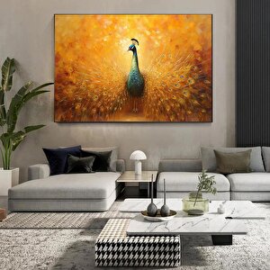 Tavuskuşu; Soyut Petrol Boya Görünümlü Tavuskuşu; Tavuskuşu Kanvas Dekoru; Tüy Sanatı; Tavuskuşu Kuy