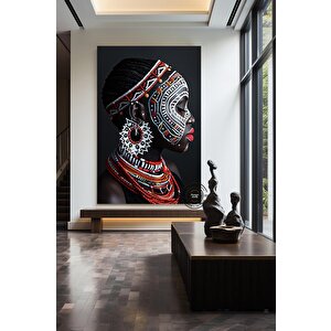 Etnik Kanvas Sanatı, Kadın Portresi, Çok Renkli Soyut Kanvas