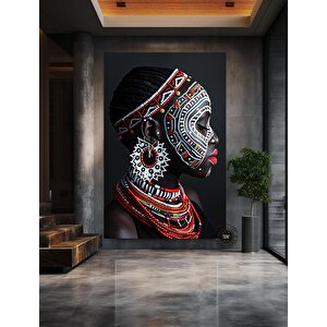 Etnik Kanvas Sanatı, Kadın Portresi, Çok Renkli Soyut Kanvas