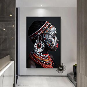 Etnik Kanvas Sanatı, Kadın Portresi, Çok Renkli Soyut Kanvas