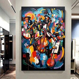 Renkli Soyut Picasso Caz Kanvas Duvar Sanatı, Picasso Tarzı Müzik Sanatı Duvar Dekoru 80x120 cm