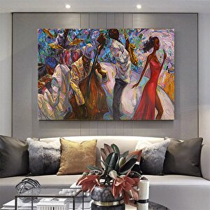 Caz Müzisyeni Kanvas Duvar Sanatı – Kadın Şarkıcı Tablosu; Caz Posterleri; Enstrüman Resimleri; Afri 90x150 cm