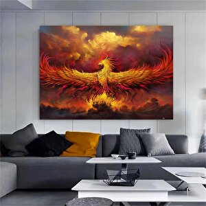 Anka Kuşu Kanvas Baskıları; Ejderha Kanvas Tablosu; Kırmızı Anka; Asmaya Hazır 90x180 cm
