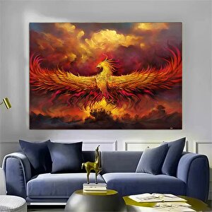 Anka Kuşu Kanvas Baskıları; Ejderha Kanvas Tablosu; Kırmızı Anka; Asmaya Hazır 90x180 cm