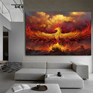 Anka Kuşu Kanvas Baskıları; Ejderha Kanvas Tablosu; Kırmızı Anka; Asmaya Hazır 90x180 cm