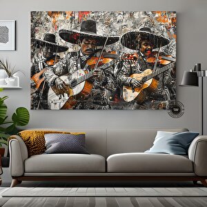 Meksika Kültürü Geleneksel Müzik Kanvas Tablosu, Mariachi Müzik Tutkusu Ve Geleneği