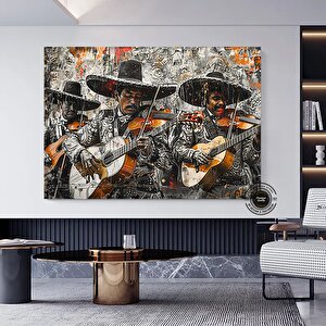 Meksika Kültürü Geleneksel Müzik Kanvas Tablosu, Mariachi Müzik Tutkusu Ve Geleneği 20x30 cm