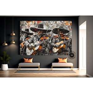 Meksika Kültürü Geleneksel Müzik Kanvas Tablosu, Mariachi Müzik Tutkusu Ve Geleneği 20x30 cm