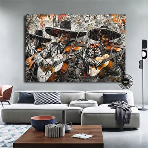 Meksika Kültürü Geleneksel Müzik Kanvas Tablosu, Mariachi Müzik Tutkusu Ve Geleneği