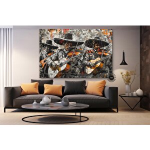 Meksika Kültürü Geleneksel Müzik Kanvas Tablosu, Mariachi Müzik Tutkusu Ve Geleneği