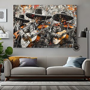 Meksika Kültürü Geleneksel Müzik Kanvas Tablosu, Mariachi Müzik Tutkusu Ve Geleneği