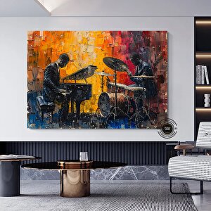 Caz Duvar Sanatı, Müzisyen Baskıları, Soyut Modern Jazz Temalı Kanvas 150x250 cm