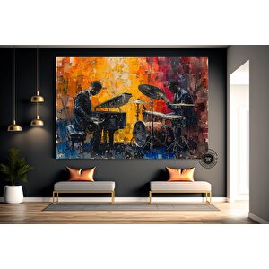 Caz Duvar Sanatı, Müzisyen Baskıları, Soyut Modern Jazz Temalı Kanvas 150x250 cm